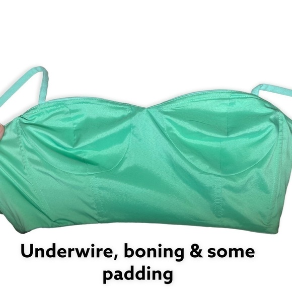 Aidan Mattox Dress Striped Skirt attached Green Crop Top with Zipper Backbone 10 - Picture 4 of 7